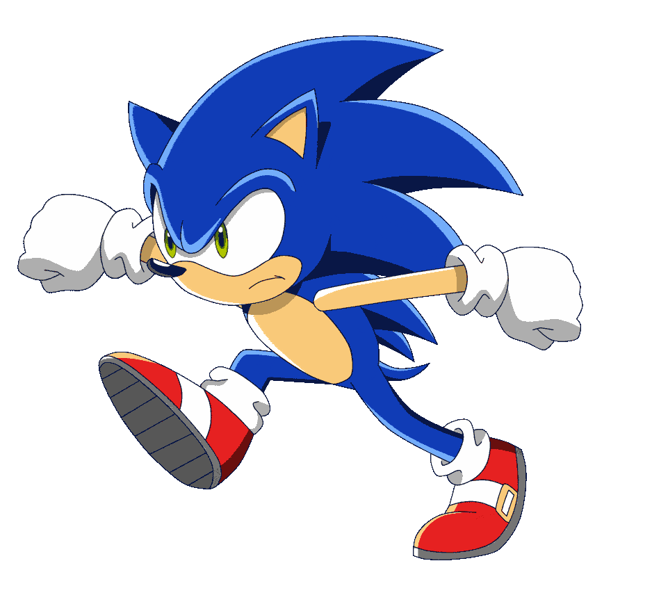 Sonic the Hedgehog running (Sonic X style; 3/4 view)