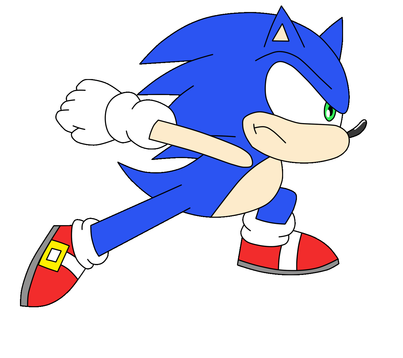Sonic the Hedgehog running (personal style; side view)