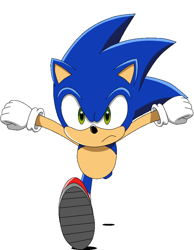 Sonic the Hedgehog running (Sonic X style; front view)